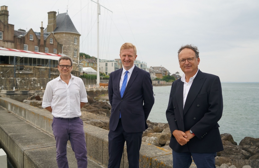 Bob Seely, Oliver Dowden and Bertie Bicket at Royal Yacht Squadron